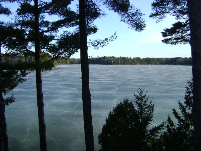 Green Ice on Columbia lake in April